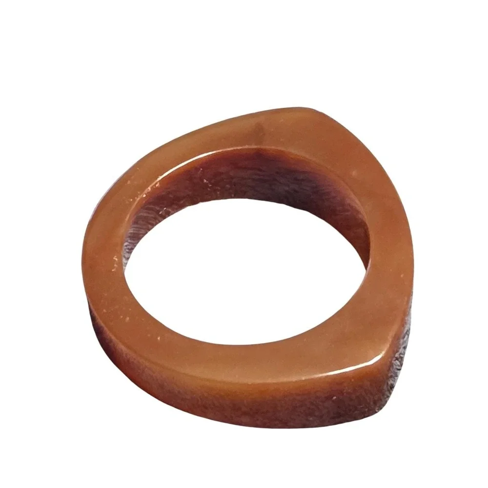 Vintage Geometric Lucite Resin Bangle Bracelet Brown Amber Chunky Retro